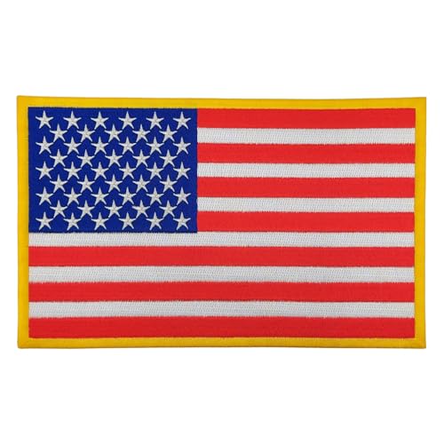 Großer USA Flagge Rückenpatch – 24,2 x 15 cm – Gestickter Aufnäher Biker, XXL Flicken Rückenaufnäher Vereinigte Staaten Amerika Backpatch für Motorradjacken Kutten Lederwesten – Hochwertige Stickerei von BP BRAUNERT PATCHES