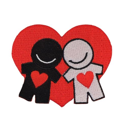 Herz Rot Gestickt Aufnäher zum aufbügeln Bügelbild Aufbügler Bügelflicken Applikation Liebe Paar Hochzeit Patch Größe 7,3 x 6,0 cm von BP BRAUNERT PATCHES