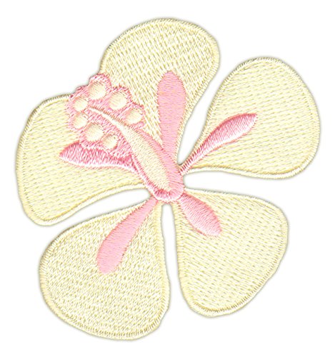 Hibiskus Blüte Gelb Aufnäher zum aufbügeln oder aufnähen Bügelbild Blume Aufbügler für Kleidung gestickter Bügelflicken Applikation Patch Größe 6,8 x 5,6 cm von BP BRAUNERT PATCHES