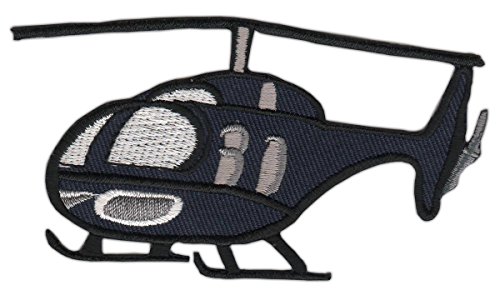 Hubschrauber Grau Helicopter Heli Aufnäher zum aufbügeln oder aufnähen Bügelbild Aufbügler für Kleidung gestickter Bügelpatch Applikation Patch Größe 9,4 x 5,0 cm von BP BRAUNERT PATCHES