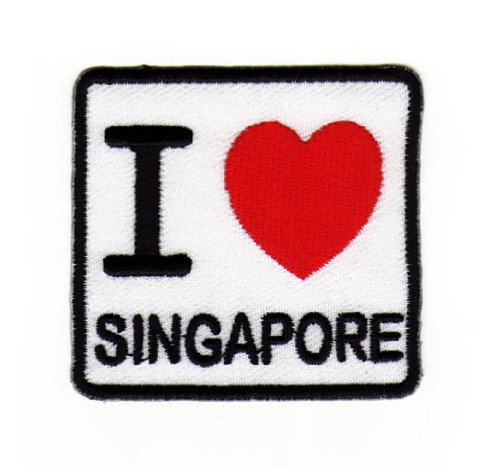 I Love Singapore Herz Aufnäher zum aufbügeln oder aufnähen Bügelbild Aufbügler für Kleidung gestickter Bügelpatch Applikation Singapur Patch Größe 6,2 x 5,8 cm von BP BRAUNERT PATCHES