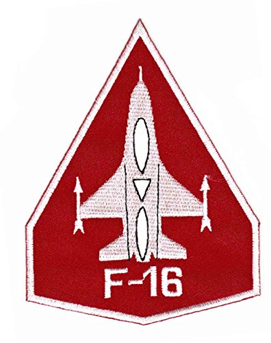 Jet Flugzeug F-16 Rot Aufnäher zum aufbügeln oder aufnähen Bügelbild Aufbügler für Kleidung gestickter Bügelflicken Applikation Patch Größe 8,5 x 11 cm von BP BRAUNERT PATCHES