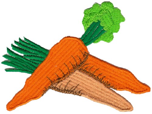 Karotte Möhre Aufnäher zum aufbügeln oder aufnähen Bügelbild Aufbügler für Kleidung gestickter Bügelpatch Applikation Gemüse Veganer Patch Größe 9,0 x 6,8 cm von BP BRAUNERT PATCHES