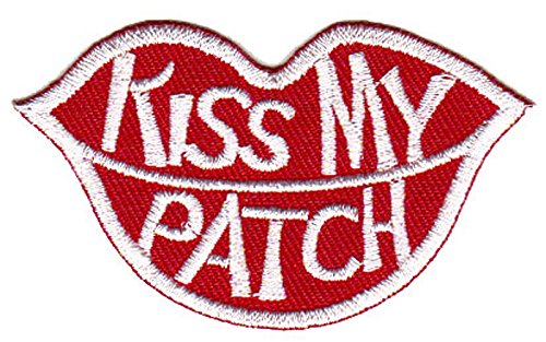 Kiss my Patch Lippen Mund Aufnäher zum aufbügeln Bügelbild Aufbügler Bügelflicken Patch Größe 4,0 x 6,7 cm von BP BRAUNERT PATCHES