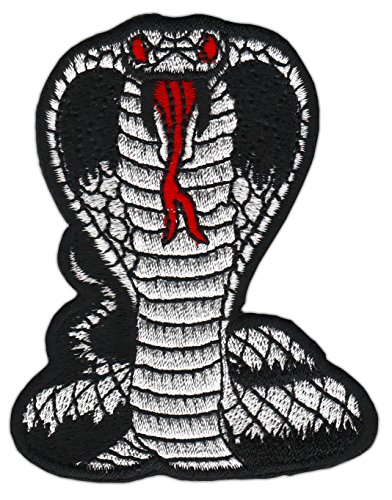 Kobra Schlange Cobra Aufnäher zum aufbügeln oder aufnähen Bügelbild Aufbügler für Kleidung gestickter Bügelpatch Applikation Patch Größe 6,4 x 8,0 cm von BP BRAUNERT PATCHES