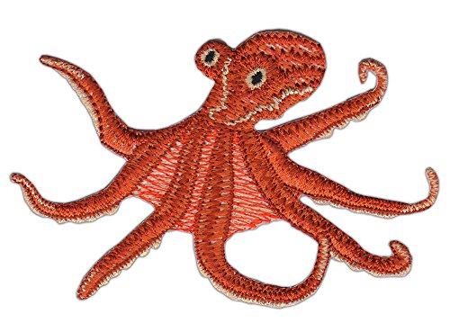 Krake Oktopus Tintenfisch Aufnäher zum aufbügeln oder aufnähen Bügelbild Aufbügler für Kleidung gestickter Bügelpatch Applikation Patch Größe 9,5 x 6,6 cm von BP BRAUNERT PATCHES