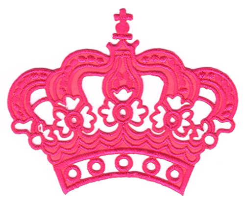 Krone Pink Rosa Prinzessin Aufnäher zum aufbügeln oder aufnähen Bügelbild Aufbügler für Kleidung gestickter Bügelpatch Applikation Mädchen Patch Größe 8,0 x 6,5 cm von BP BRAUNERT PATCHES