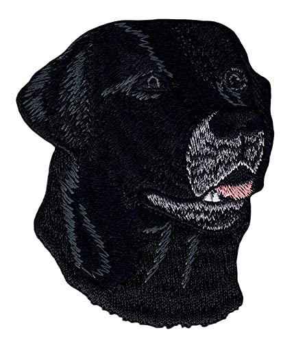 Labrador Kopf Hund Schwarz Aufnäher zum aufbügeln oder aufnähen Bügelbild Aufbügler für Kleidung gestickter Bügelpatch Applikation Retriever Patch Größe 6,5 x 7,8 cm von BP BRAUNERT PATCHES