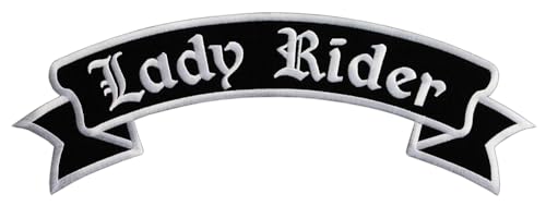 Lady Rider Top Rocker Rückenaufnäher Backpatch Aufnäher Groß Bügelbild Patch Flicken Größe 33,5 x 11,5 cm von BP BRAUNERT PATCHES