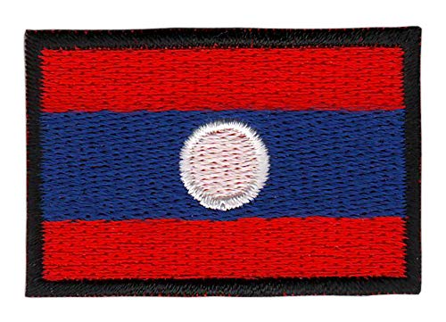 Laos Flagge klein Aufnäher zum aufbügeln oder aufnähen Bügelbild Aufbügler für Kleidung gestickter Bügelflicken Applikation Patch Größe 4,5 x 3,0 cm von BP BRAUNERT PATCHES