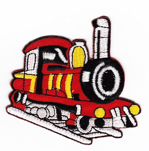 Lok Rot Lokomotive Dampflok Aufnäher zum aufbügeln oder aufnähen Bügelbild Aufbügler für Kleidung gestickter Bügelpatch Applikation Bahn Patch Größe 7,5 x 7,0 cm von BP BRAUNERT PATCHES