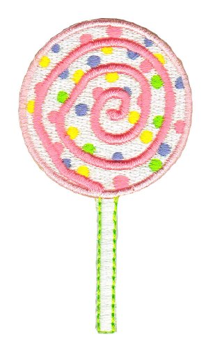 Lolli Rosa Dauerlutscher gestickt Aufnäher zum aufbügeln oder aufnähen Bügelbild Aufbügler für Kleidung Bügelpatch Applikation Lollipop Lutscher Patch Größe 4,5 x 8,2 cm von BP BRAUNERT PATCHES