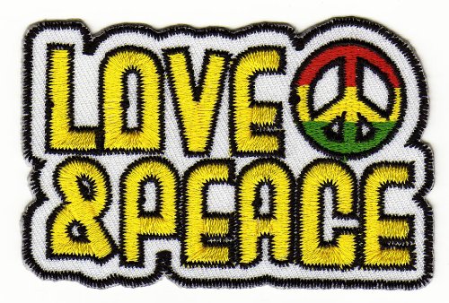 Love & Peace Zeichen Aufnäher zum aufbügeln Bügelbild Aufbügler Bügelflicken Reggae Patch Größe 7,6 x 5,0 cm von BP BRAUNERT PATCHES