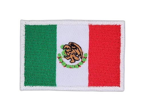 Mexiko Flagge klein Aufnäher zum aufbügeln oder aufnähen Bügelbild Aufbügler für Kleidung gestickter Bügelflicken Applikation Patch Größe 4,7 x 3,2 cm von BP BRAUNERT PATCHES