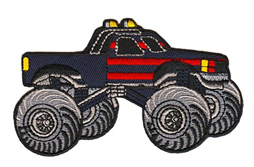 Monstertruck Schwarz Aufnäher zum aufbügeln oder aufnähen Bügelbild Auto Fahrzeug Truck Pickup Aufbügler für Kleidung gestickter Bügelflicken Applikation Patch Größe 9,8 x 5,8 cm von BP BRAUNERT PATCHES