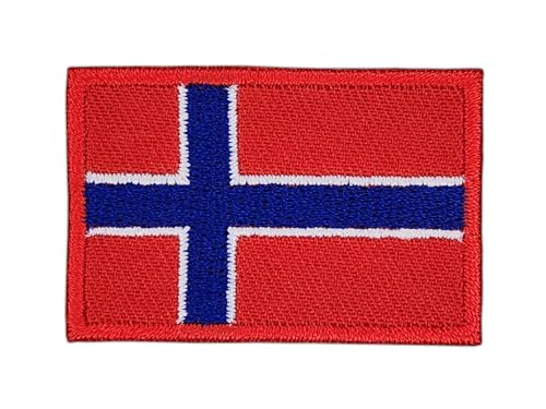 Norwegen Flagge klein Aufnäher zum aufbügeln oder aufnähen Bügelbild Aufbügler für Kleidung gestickter Bügelflicken Applikation Patch Größe 4,5 x 3,0 cm von BP BRAUNERT PATCHES