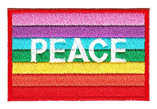 Peace Regenbogen Flagge Aufnäher zum aufbügeln oder aufnähen Bügelbild Aufbügler für Kleidung gestickter Bügelpatch Applikation Patch Größe 9,0 x 6,0 cm von BP BRAUNERT PATCHES