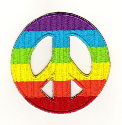 Peace Zeichen Regenbogen Aufnäher zum aufbügeln oder aufnähen Bügelbild Aufbügler für Kleidung gestickter Bügelpatch Applikation LGBT Frieden Patch Größe 7 x 7 cm von BP BRAUNERT PATCHES