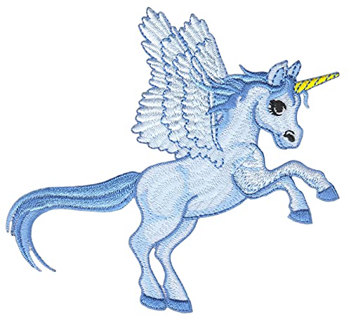 Pegasos Einhorn Flügel Pferd Blau Aufnäher zum aufbügeln oder aufnähen Bügelbild Kinder Aufbügler Bügelflicken Bügelpatch Applikation Patch Größe 12,0 x 11,0 cm von BP BRAUNERT PATCHES