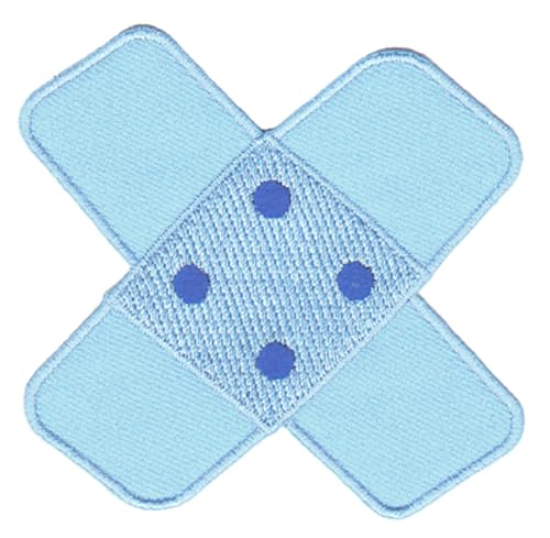 Pflaster Kreuz Blau Aufnäher zum aufbügeln oder aufnähen Bügelbild Aufbügler für Kleidung gestickter Bügelflicken Applikation Bügelpatch Flicken Hosenpflaster Patch Größe 7,5 x 7,0 cm von BP BRAUNERT PATCHES