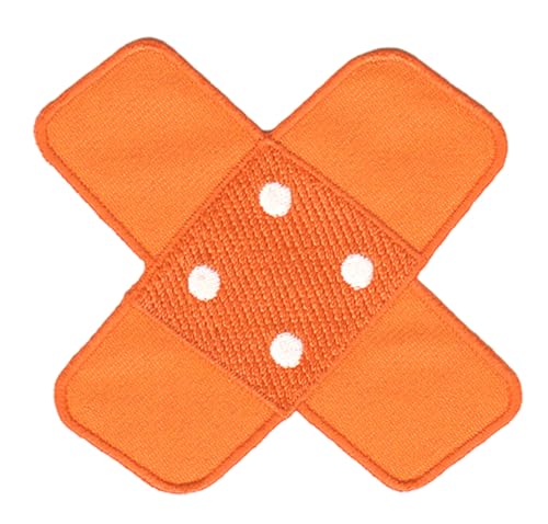 Pflaster Kreuz Orange Aufnäher zum aufbügeln oder aufnähen Bügelbild Aufbügler für Kleidung gestickter Bügelflicken Applikation Bügelpatch Flicken Hosenpflaster Patch Größe 7,5 x 7,0 cm von BP BRAUNERT PATCHES