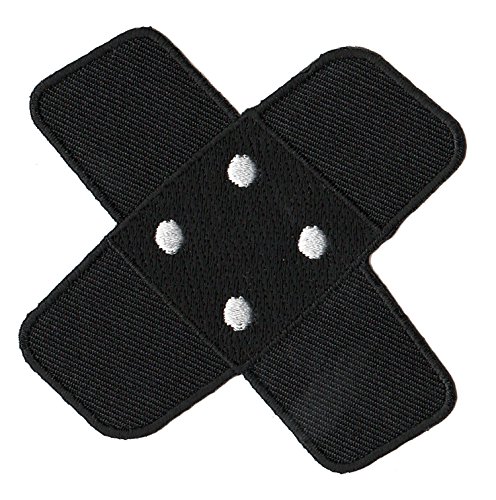 Pflaster Kreuz Schwarz Aufnäher zum aufbügeln oder aufnähen Bügelbild Aufbügler für Kleidung gestickter Bügelflicken Applikation Bügelpatch Flicken Hosenpflaster Patch Größe 7,5 x 7,0 cm von BP BRAUNERT PATCHES