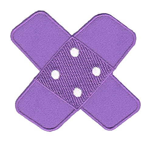 Pflaster Kreuz Lila Aufnäher zum aufbügeln oder aufnähen Bügelbild Aufbügler für Kleidung gestickter Bügelflicken Applikation Bügelpatch Flicken Hosenpflaster Patch Größe 7,5 x 7,0 cm von BP BRAUNERT PATCHES