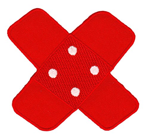 Pflaster Rot Aufnäher zum aufbügeln oder aufnähen Bügelbild Aufbügler für Kleidung gestickter Bügelflicken Applikation Bügelpatch Flicken Hosenpflaster Patch Größe 7,5 x 7,0 cm von BP BRAUNERT PATCHES