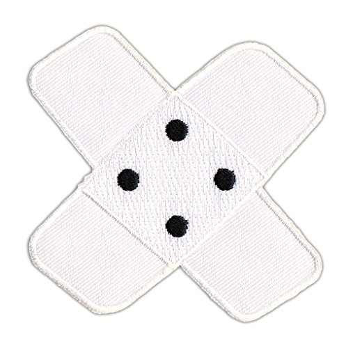 Pflaster Kreuz Weiß Aufnäher zum aufbügeln oder aufnähen Bügelbild Aufbügler für Kleidung gestickter Bügelflicken Applikation Bügelpatch Flicken Hosenpflaster Patch Größe 7,5 x 7,0 cm von BP BRAUNERT PATCHES