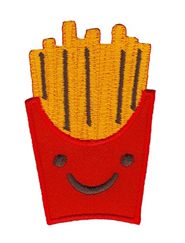 Pommes Fittes French Fries Gestickt Aufnäher zum aufbügeln oder aufnähen Bügelbild Aufbügler für Kleidung gestickter Bügelpatch Applikation Patch Größe 4,6 x 7,2 cm von BP BRAUNERT PATCHES