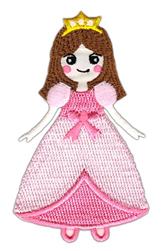 Prinzessin im Kleid mit Krone Aufnäher zum aufbügeln oder aufnähen Bügelbild Aufbügler für Kleidung gestickter Bügelpatch Applikation Patch Größe 8 x 4,5 cm von BP BRAUNERT PATCHES