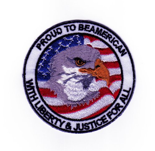 Proud to be American Aufnäher zum aufbügeln oder aufnähen Bügelbild Aufbügler für Kleidung gestickter Bügelpatch Applikation Adler Eagle Flagge USA Patch Größe 7,5 x 7,5 cm von BP BRAUNERT PATCHES