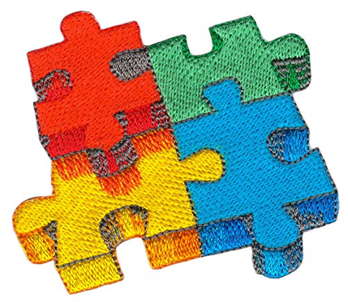 Puzzle Bunt Gestickt Aufnäher zum aufbügeln oder aufnähen Bügelbild Aufbügler für Kleidung gestickter Bügelpatch Applikation Patch Größe 6,2 x 7,0 cm von BP BRAUNERT PATCHES