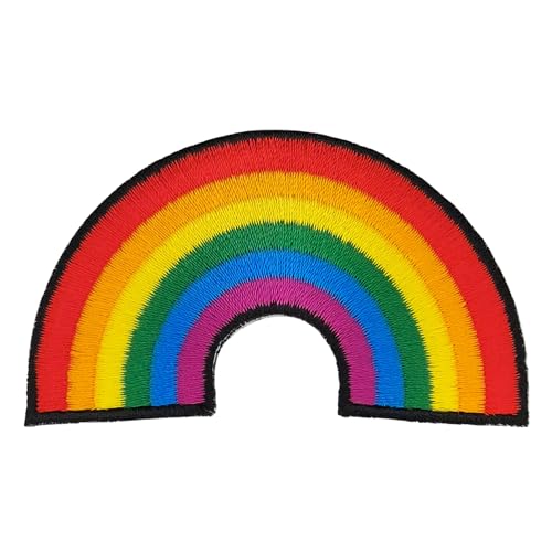 Regenbogen Aufnäher zum aufbügeln oder aufnähen Bügelbild Aufbügler für Kleidung gestickter Bügelflicken LGBT Rainbow Pride Applikation Patch Größe 7,2 x 4,4 cm von BP BRAUNERT PATCHES