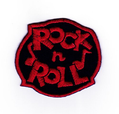 Rock N Roll Rot Aufnäher zum aufbügeln oder aufnähen Bügelbild Aufbügler für Kleidung gestickter Bügelpatch Applikation Musik Noten Patch Größe 6,8 x 6,3 cm von BP BRAUNERT PATCHES