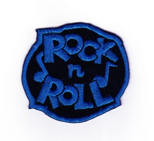 Rock N Roll Blau Aufnäher zum aufbügeln oder aufnähen Bügelbild Aufbügler für Kleidung gestickter Bügelpatch Applikation Musik Noten Patch Größe 6,8 x 6,3 cm von BP BRAUNERT PATCHES