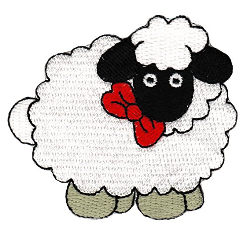 Schaf Weiß Aufnäher zum aufbügeln oder aufnähen Bügelbild Aufbügler für Kleidung gestickter Bügelpatch Applikation Lamm Patch Größe 6,6 x 6,0 cm von BP BRAUNERT PATCHES