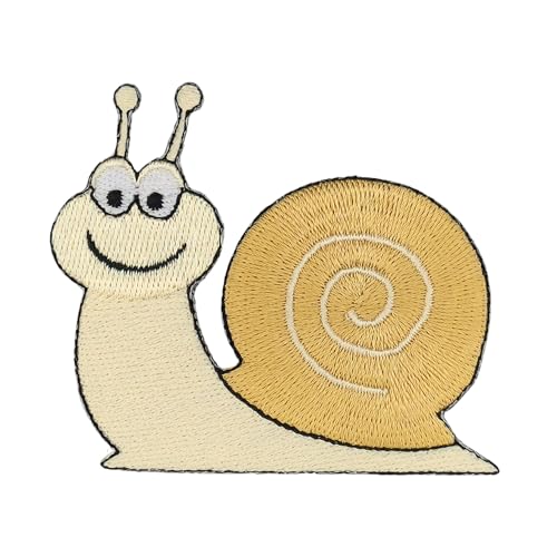 Schnecke Beige Aufnäher zum aufbügeln oder aufnähen Bügelbild Bügelpatch Aufbügler für Kleidung gestickter Bügelflicken Applikation Patch Größe 7,0 x 6,2 cm von BP BRAUNERT PATCHES