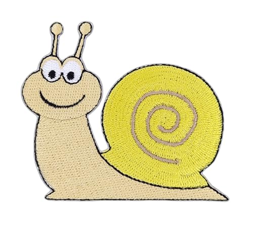 Schnecke Grün Aufnäher zum aufbügeln oder aufnähen Bügelbild Bügelpatch Aufbügler für Kleidung gestickter Bügelflicken Applikation Patch Größe 7,0 x 6,2 cm von BP BRAUNERT PATCHES