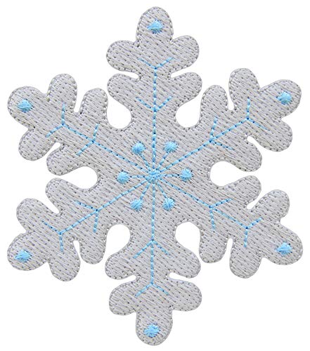 Schneeflocke Grau Eiskristall Aufnäher zum aufbügeln oder aufnähen Bügelbild Aufbügler für Kleidung gestickter Bügelflicken Applikation Winter Patch Größe 7,0 x 8,0 cm von BP BRAUNERT PATCHES