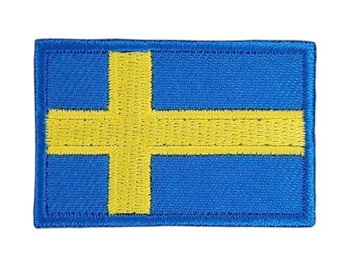 Schweden Flagge klein Aufnäher zum aufbügeln oder aufnähen Bügelbild Aufbügler für Kleidung gestickter Bügelflicken Applikation Patch Größe 4,5 x 3,0 cm von BP BRAUNERT PATCHES