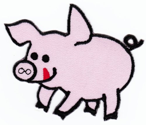 Schwein Rosa Sau Bauernhof Aufnäher zum aufbügeln oder aufnähen Bügelbild Aufbügler für Kleidung gestickter Bügelpatch Applikation Patch Größe 9,8 x 8,0 cm von BP BRAUNERT PATCHES