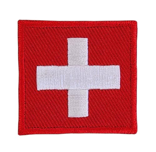 Schweiz Flagge klein Aufnäher zum aufbügeln oder aufnähen Bügelbild Aufbügler für Kleidung gestickter Bügelflicken Applikation Patch Größe von BP BRAUNERT PATCHES