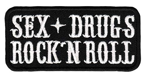 Sex Drugs Rock N Roll Aufnäher zum aufbügeln Bügelbild Aufbügler Bügelflicken Applikation Patch Größe 9,0 x 4,4 cm von BP BRAUNERT PATCHES