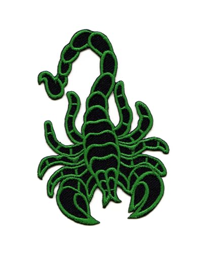 Skorpion Grün Aufnäher zum aufbügeln Bügelbild Aufbügler Bügelflicken Applikation Patch Größe 6,5 x 9,5 cm von BP BRAUNERT PATCHES