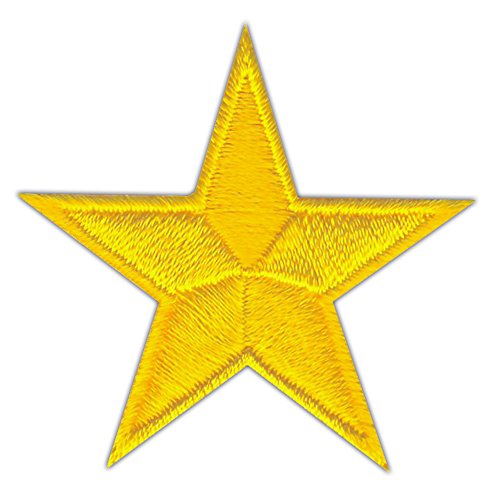 Stern Gelb klein Aufnäher zum aufbügeln oder aufnähen Bügelbild Aufbügler für Kleidung gestickter Bügelpatch Applikation Star Patch Größe 4,5 x 4,5 cm von BP BRAUNERT PATCHES