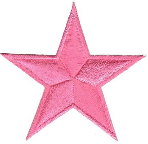 Stern Rosa Aufnäher zum aufbügeln oder aufnähen Bügelbild Aufbügler für Kleidung gestickter Bügelpatch Applikation Star Patch Größe 8,5 x 8,5 cm von BP BRAUNERT PATCHES