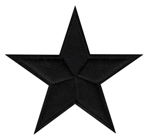 Stern Schwarz Aufnäher zum aufbügeln oder aufnähen Bügelbild Aufbügler für Kleidung gestickter Bügelpatch Applikation Star Patch Größe 8,5 x 8,5 cm von BP BRAUNERT PATCHES