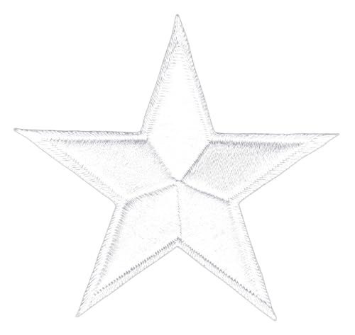 Stern Weiß Aufnäher zum aufbügeln Bügelbild Aufbügler Bügelflicken Applikation Star Patch Größe 8,5 x 8,5 cm von BP BRAUNERT PATCHES