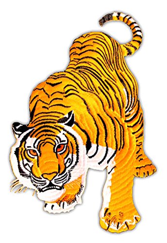 Großer Tiger Rückenpatch Gelb – 18,7 x 28,8 cm – Gestickter Aufnäher Biker Rückenaufnäher XXL Flicken Königstiger Raubkatze Patch Backpatch für Motorradjacke Kutte Lederweste – Hochwertige Stickerei von BP BRAUNERT PATCHES